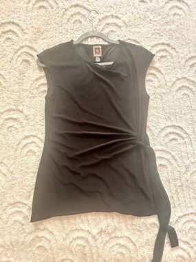 Anne Klein Black Sleeveless Side-Tie Tank